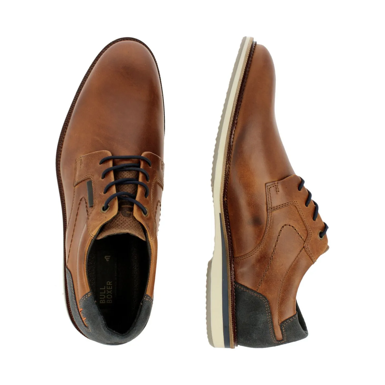 Men Bullboxer Classic Lace Ups*Lace Up Cognac/Navy 633K21101Aconasu